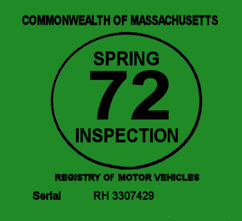 (image for) 1972 Massachusetts SPRING INSPECTION Sticker